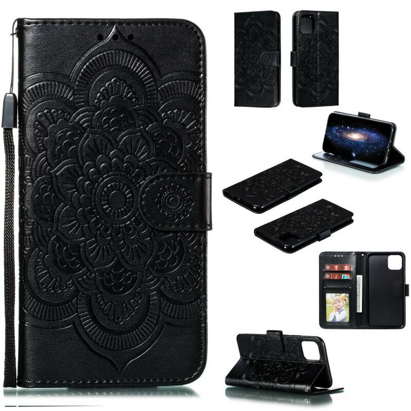 Capa Flip Para iPhone 11 Pro Max De Cordão Mandala Alça Completo