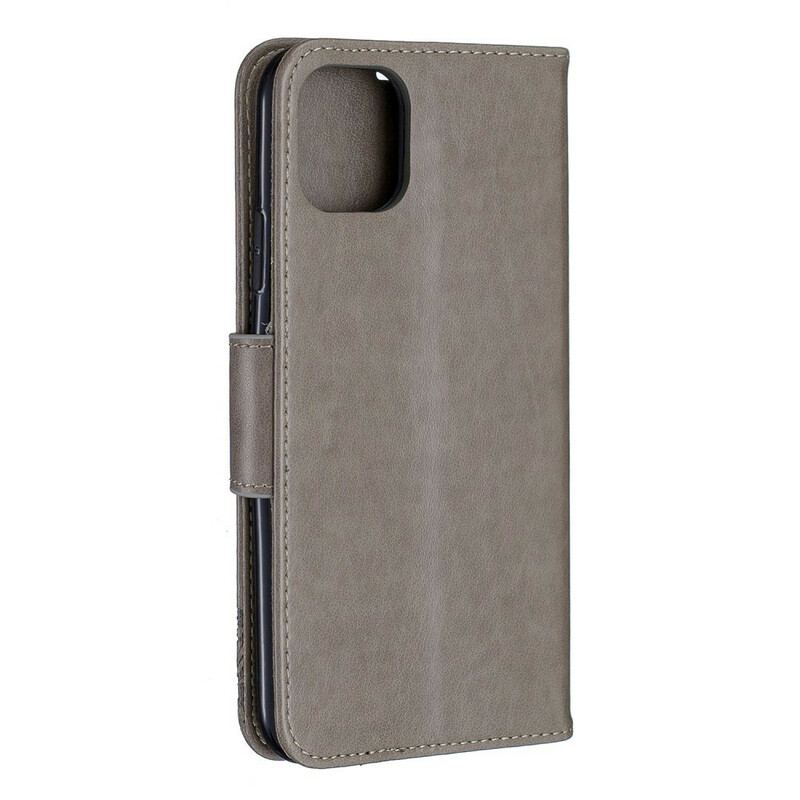 Capa Flip Para iPhone 11 Pro Max De Cordão Strappy Estampado Borboletas