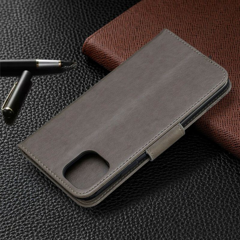 Capa Flip Para iPhone 11 Pro Max De Cordão Strappy Estampado Borboletas