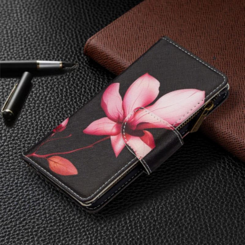 Capa Folio Para iPhone 11 Pro Max Bolso Com Zíper Flor