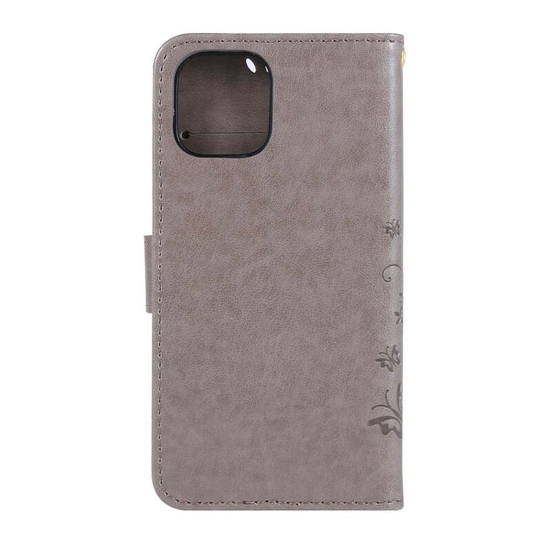 Capa Folio Para iPhone 11 Pro Max Borboletas Nas Flores