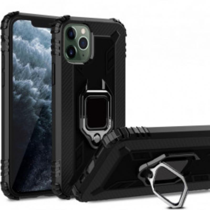 Capa Para iPhone 11 Pro Max Anel E Fibra De Carbono