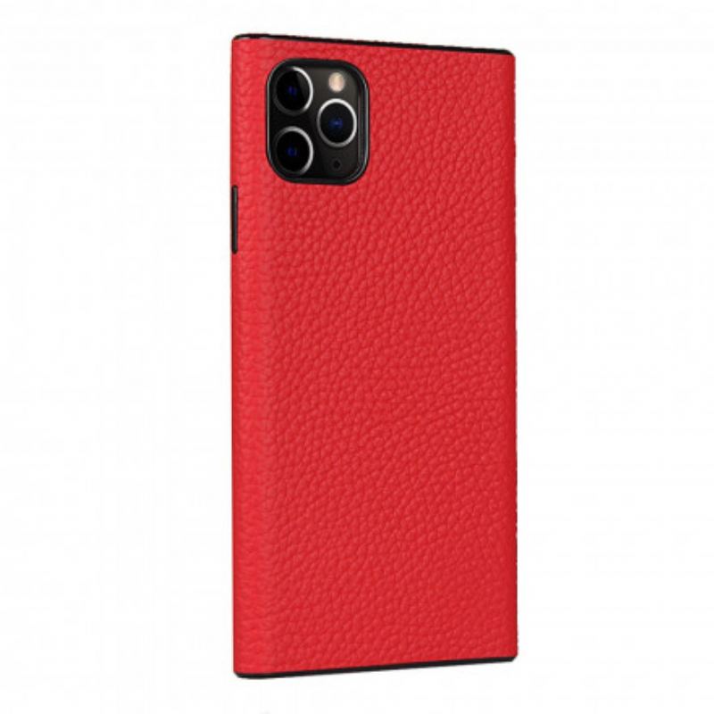 Capa Para iPhone 11 Pro Max Couro Litchi Genuíno Com Alça