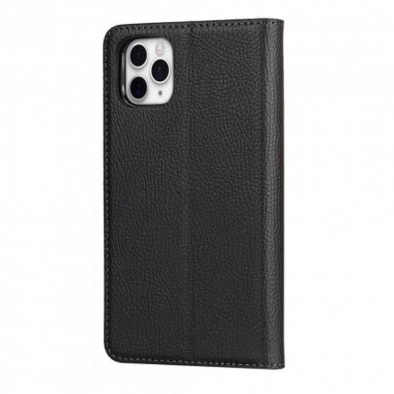 Capa Para iPhone 11 Pro Max Flip Couro Litchi Genuíno Destacável