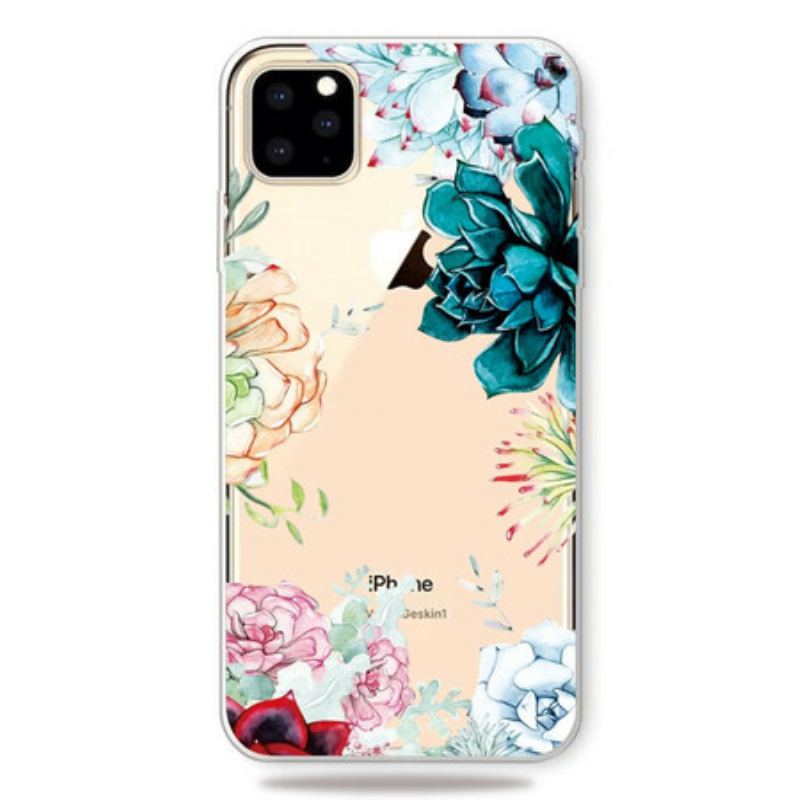 Capa Para iPhone 11 Pro Max Flores Em Aquarela Sem Costura