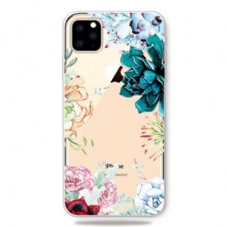 Capa Para iPhone 11 Pro Max Flores Em Aquarela Sem Costura