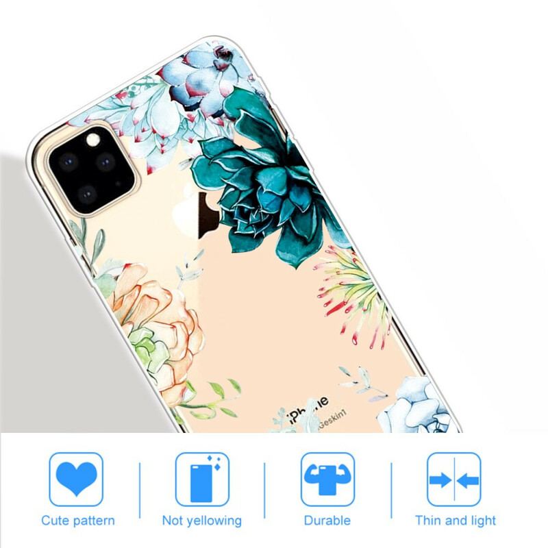 Capa Para iPhone 11 Pro Max Flores Em Aquarela Sem Costura