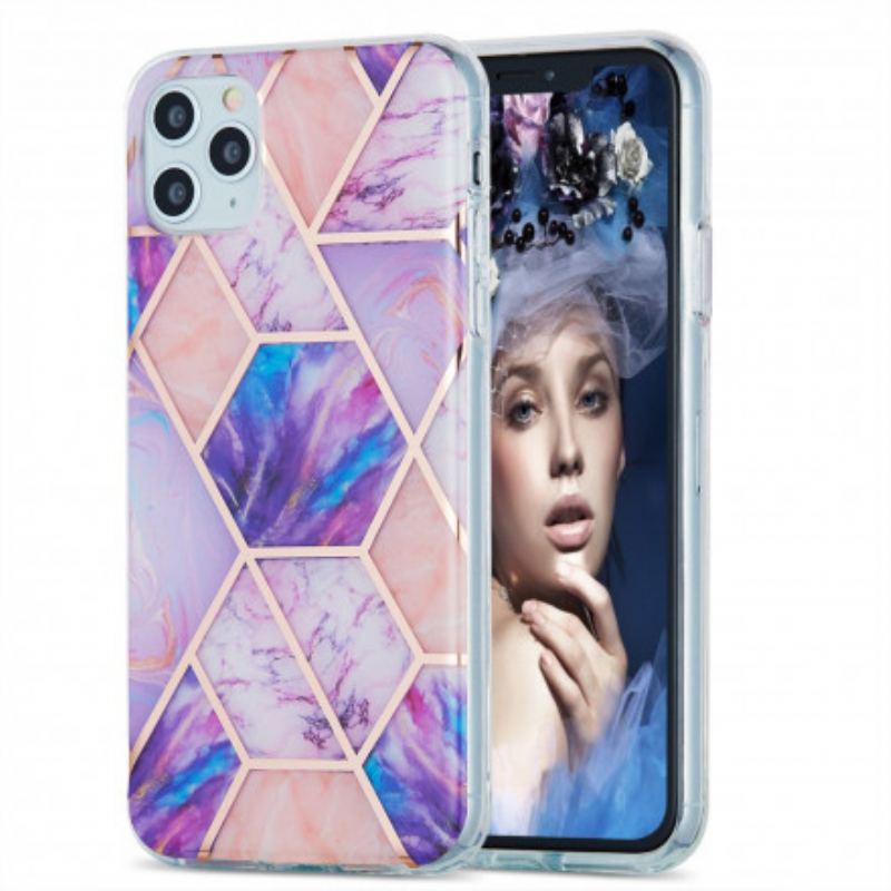 Capa Para iPhone 11 Pro Max Geometria Do Mármore De Silicone