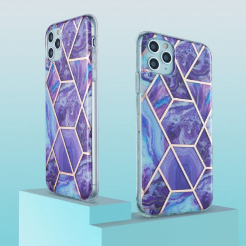 Capa Para iPhone 11 Pro Max Geometria Do Mármore De Silicone