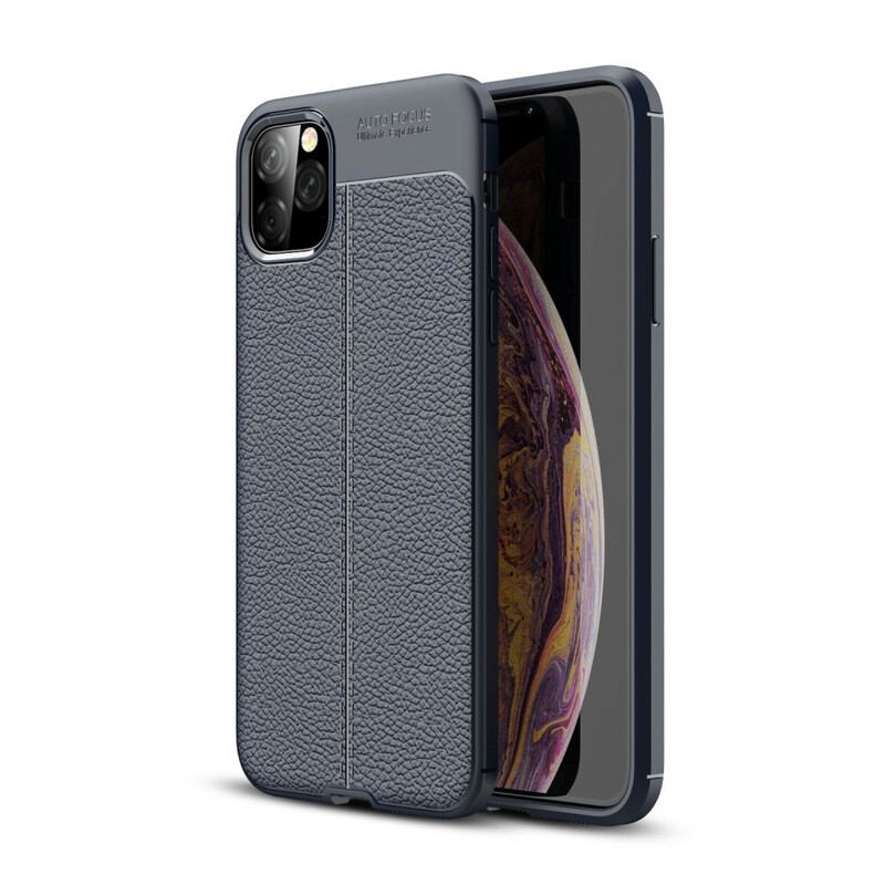 Capa Para iPhone 11 Pro Max Linha Dupla Efeito Couro Litchi