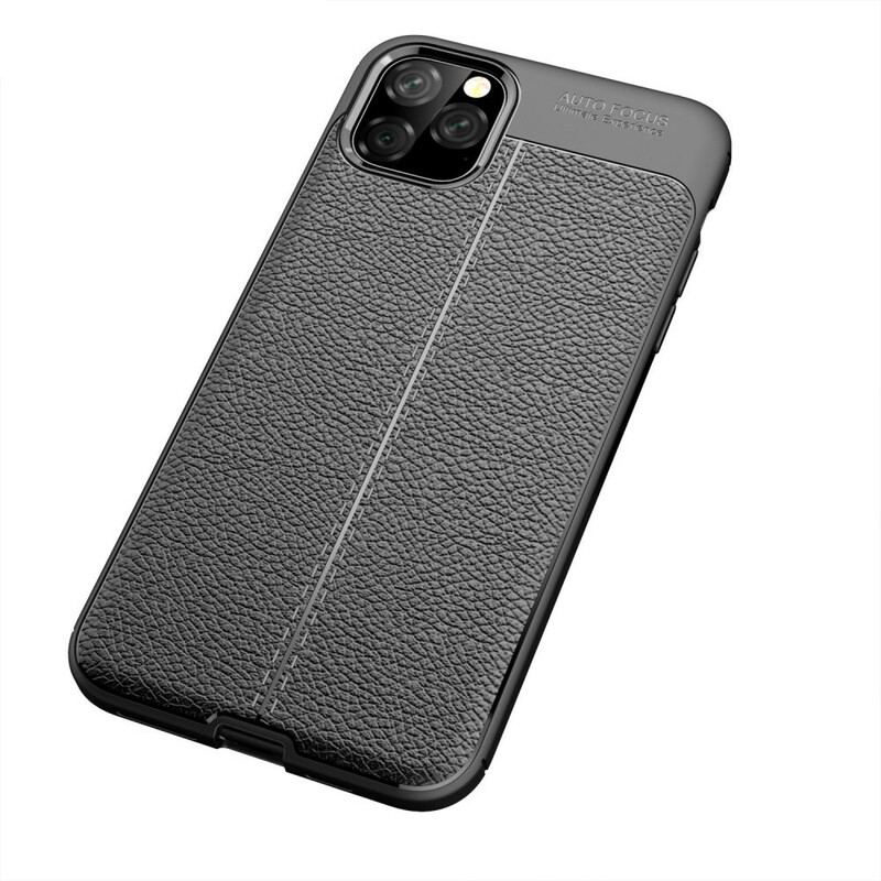 Capa Para iPhone 11 Pro Max Linha Dupla Efeito Couro Litchi