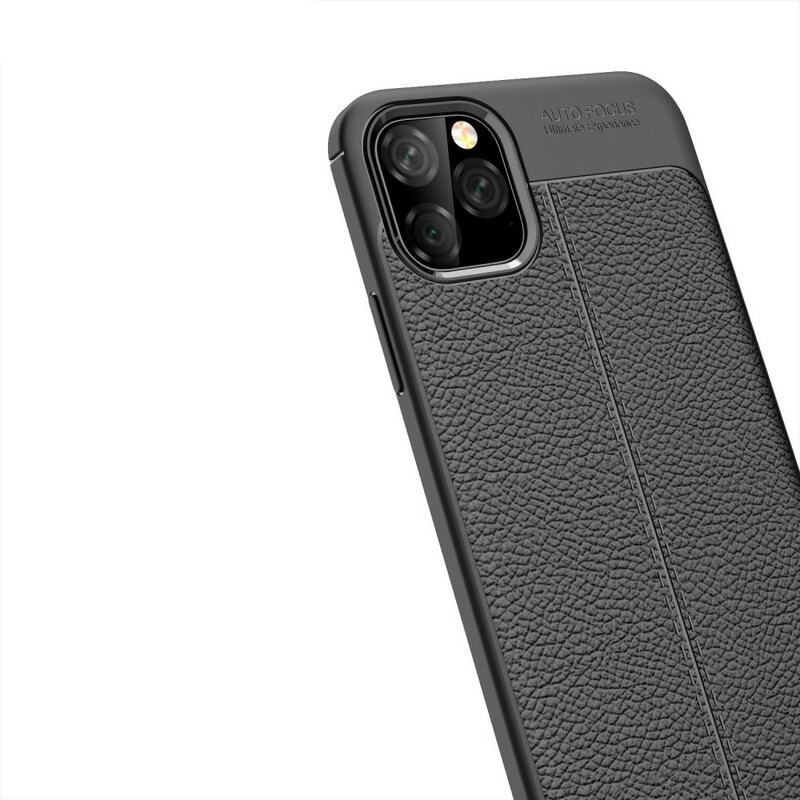 Capa Para iPhone 11 Pro Max Linha Dupla Efeito Couro Litchi