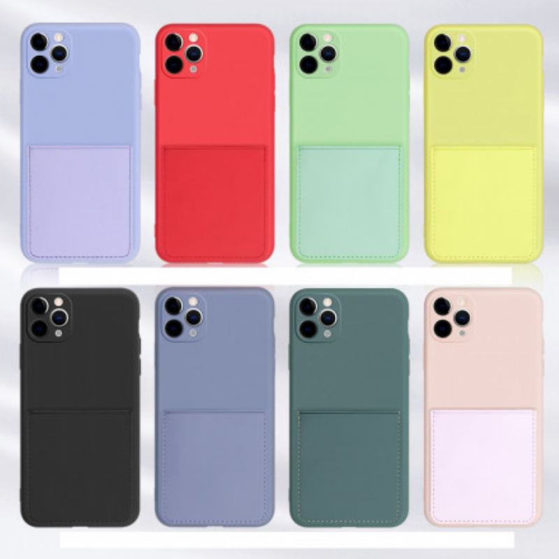 Capa Para iPhone 11 Pro Max Porta-cartões De Silicone E Couro Sintético