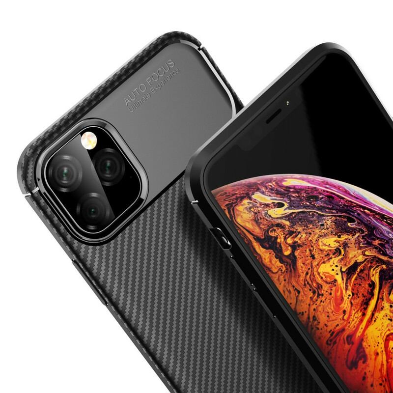 Capa Para iPhone 11 Pro Max Textura Flexível De Fibra De Carbono