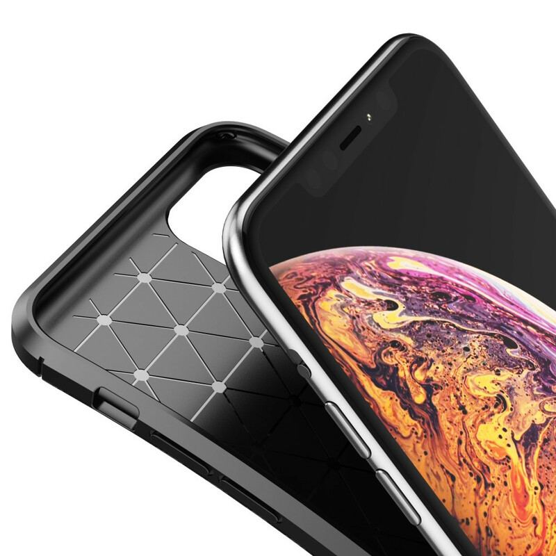 Capa Para iPhone 11 Pro Max Textura Flexível De Fibra De Carbono