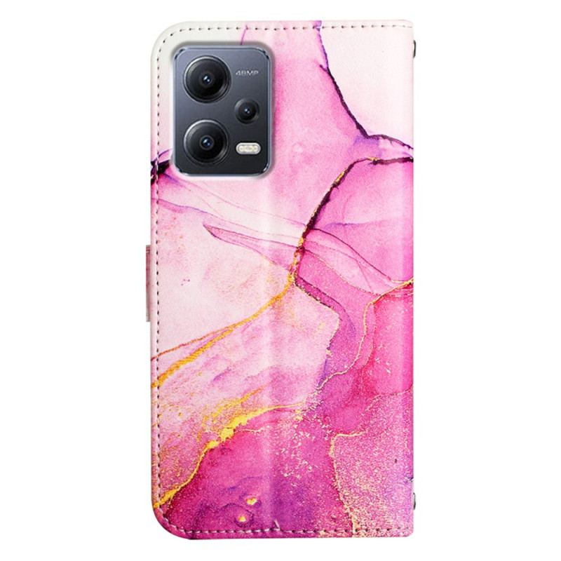 Capa De Couro Para Xiaomi Redmi Note 12 5G Alça De Ombro De Mármore