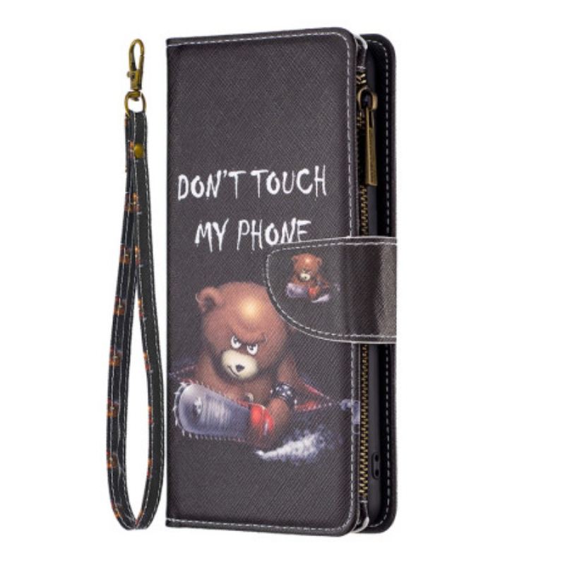 Capa De Couro Para Xiaomi Redmi Note 12 5G Bolsa Urso Perigoso