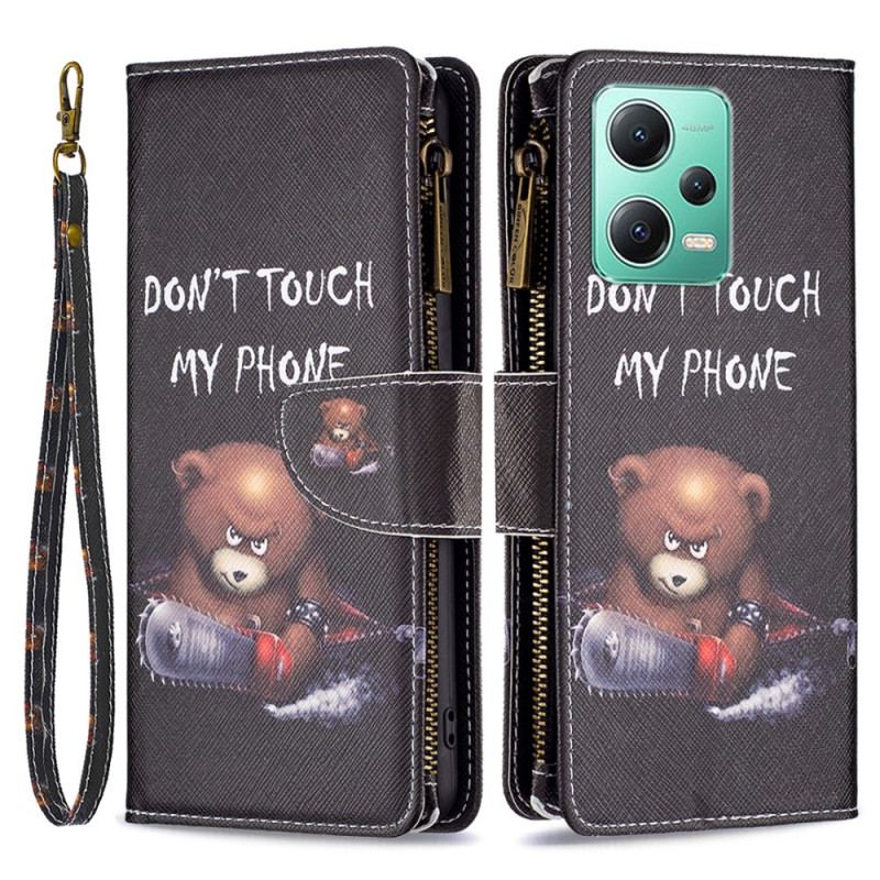 Capa De Couro Para Xiaomi Redmi Note 12 5G Bolsa Urso Perigoso