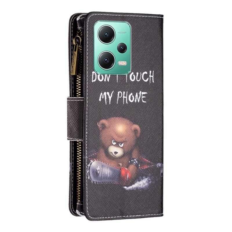 Capa De Couro Para Xiaomi Redmi Note 12 5G Bolsa Urso Perigoso