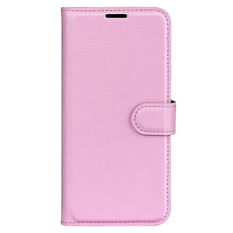 Capa De Couro Para Xiaomi Redmi Note 12 5G Clássico Efeito Couro Lichia