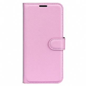 Capa De Couro Para Xiaomi Redmi Note 12 5G Clássico Efeito Couro Lichia