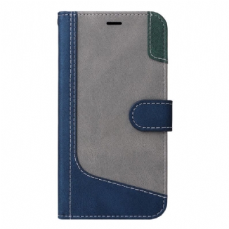 Capa De Couro Para Xiaomi Redmi Note 12 5G De Cordão Cinta Tricolor