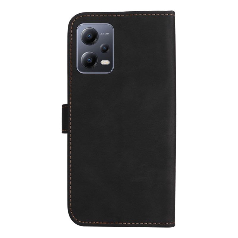 Capa De Couro Para Xiaomi Redmi Note 12 5G De Cordão Cinta Tricolor