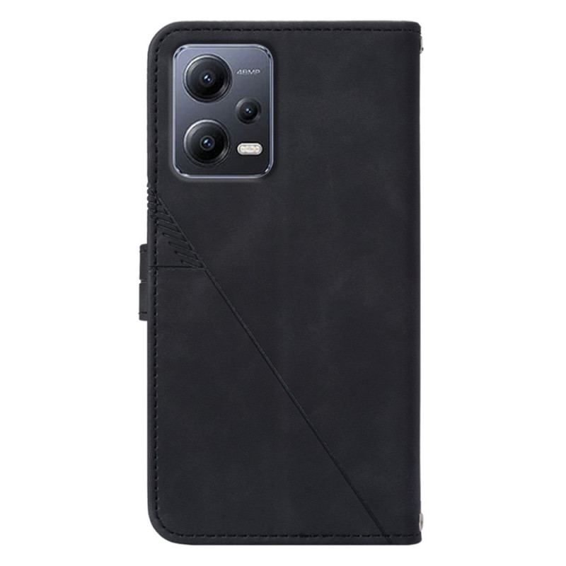 Capa De Couro Para Xiaomi Redmi Note 12 5G De Cordão Cintas Triângulos