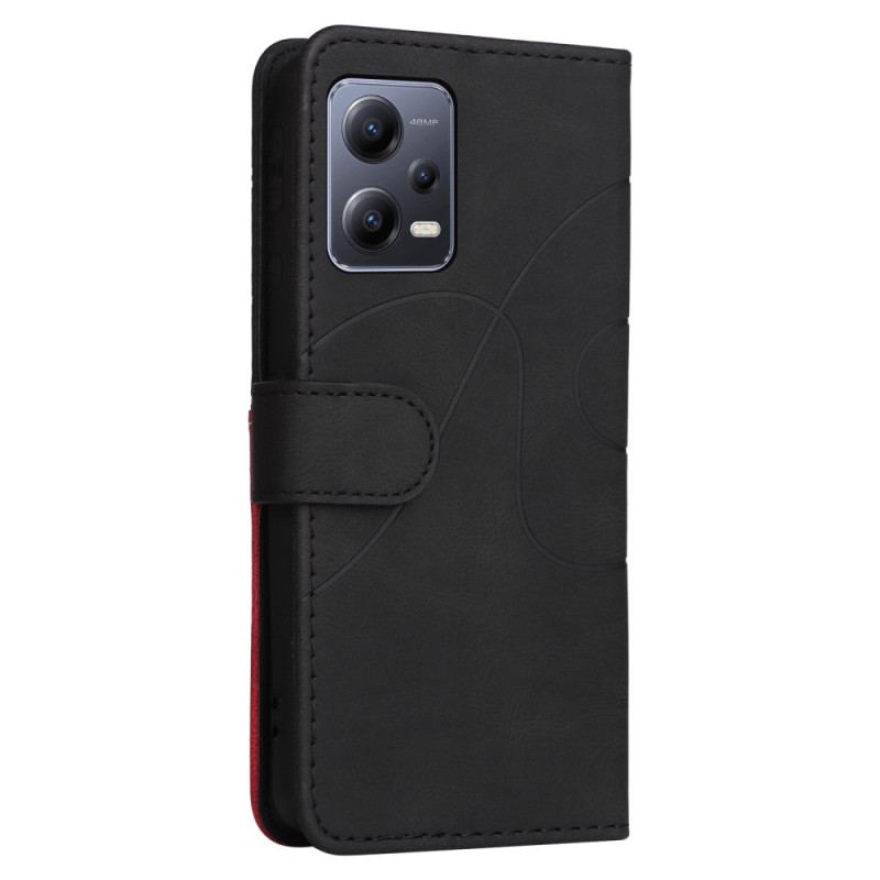 Capa De Couro Para Xiaomi Redmi Note 12 5G De Cordão Correia De Dois Tons