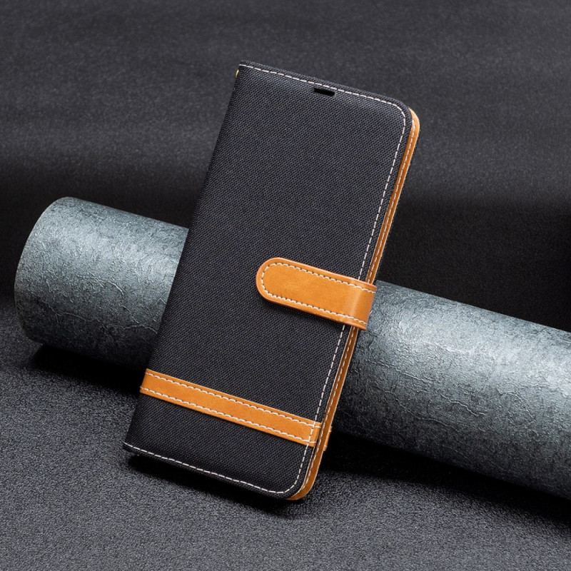 Capa De Couro Para Xiaomi Redmi Note 12 5G De Cordão Correia Efeito Tecido E Couro