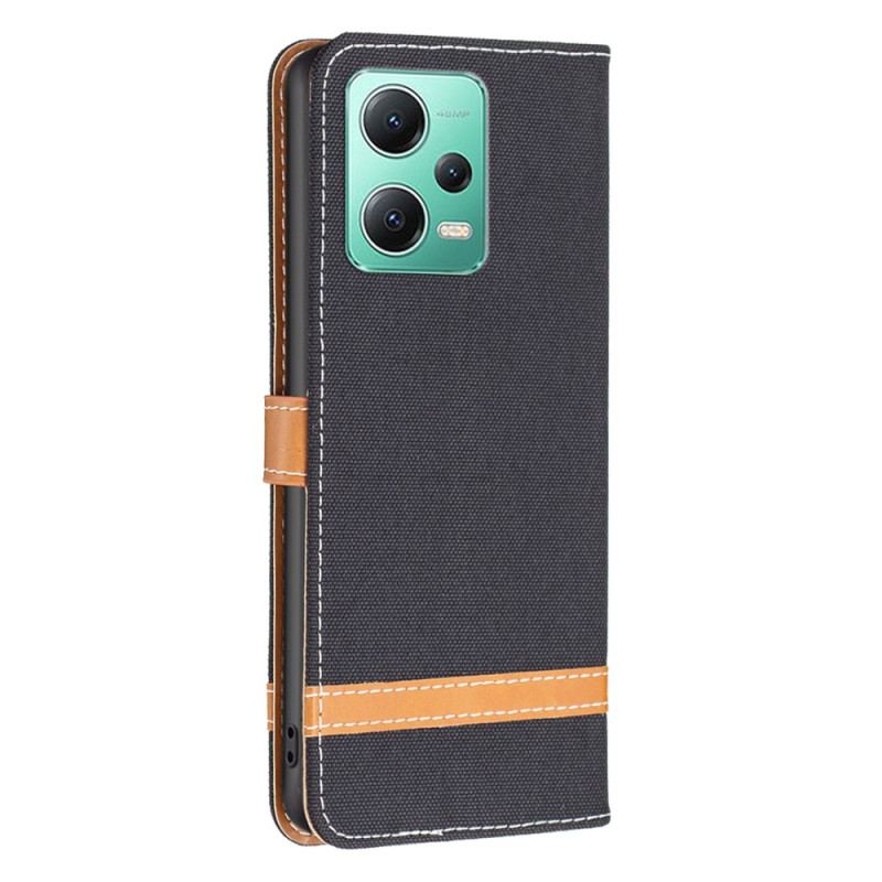 Capa De Couro Para Xiaomi Redmi Note 12 5G De Cordão Correia Efeito Tecido E Couro