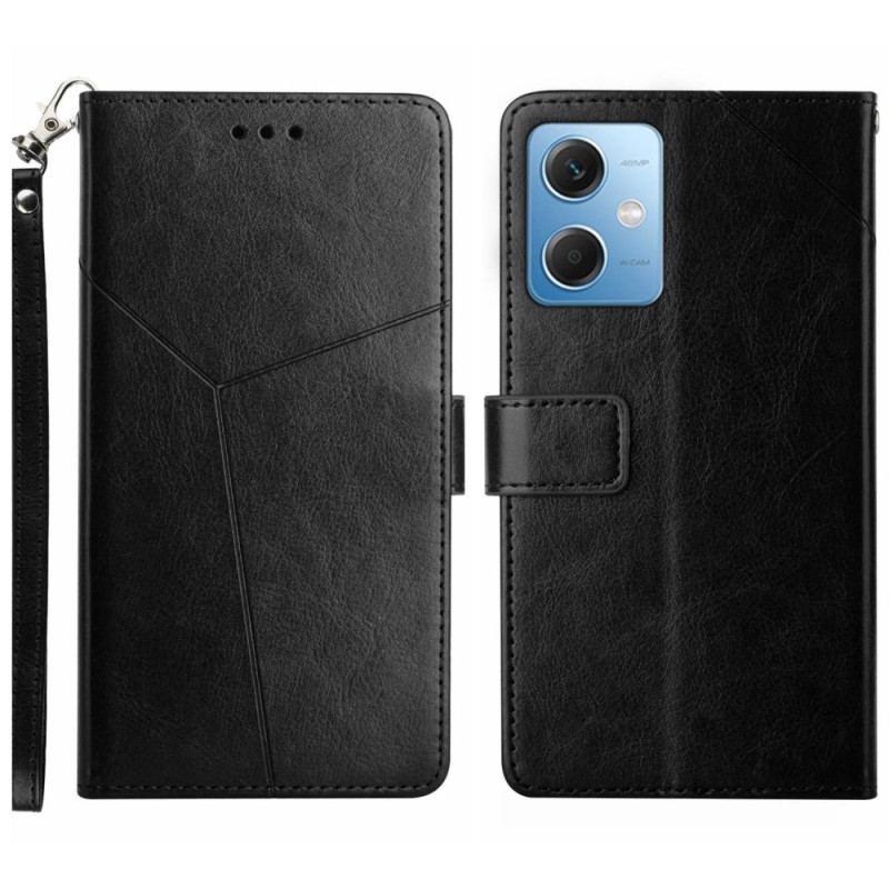 Capa De Couro Para Xiaomi Redmi Note 12 5G De Cordão Design Y Strappy