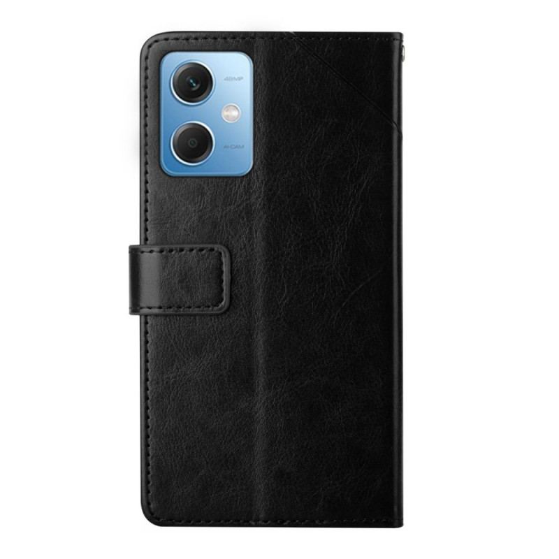 Capa De Couro Para Xiaomi Redmi Note 12 5G De Cordão Design Y Strappy