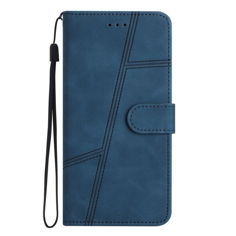 Capa De Couro Para Xiaomi Redmi Note 12 5G De Cordão Estilo De Couro Geométrico Com Tiras