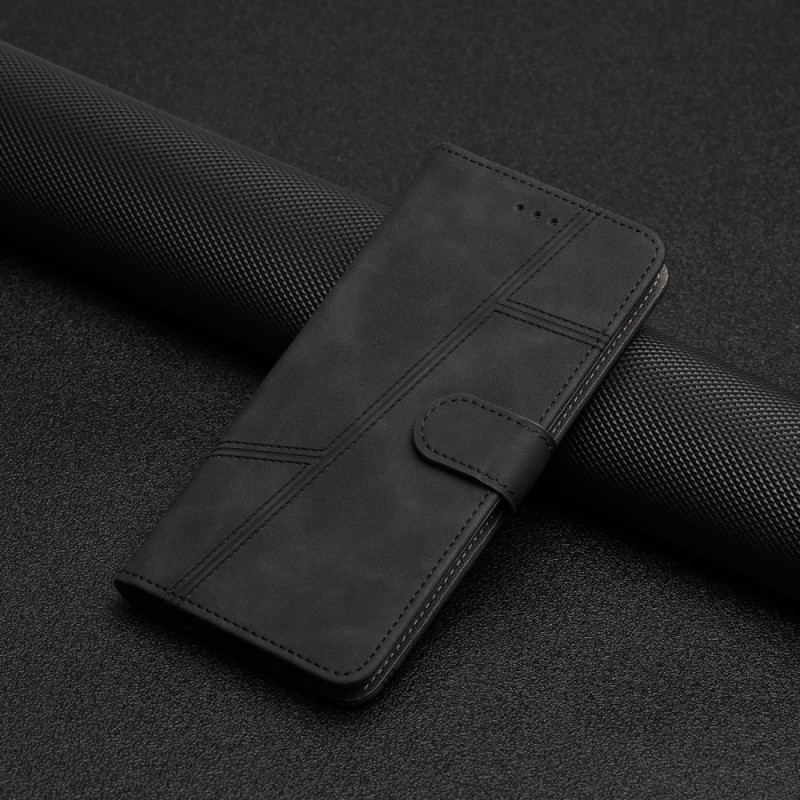 Capa De Couro Para Xiaomi Redmi Note 12 5G De Cordão Estilo De Couro Geométrico Com Tiras