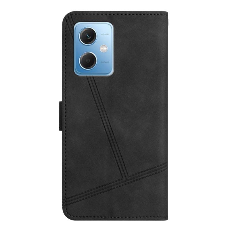 Capa De Couro Para Xiaomi Redmi Note 12 5G De Cordão Estilo De Couro Geométrico Com Tiras