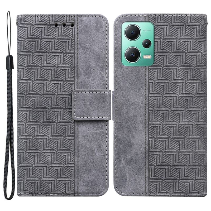 Capa De Couro Para Xiaomi Redmi Note 12 5G De Cordão Padrão De Tiras