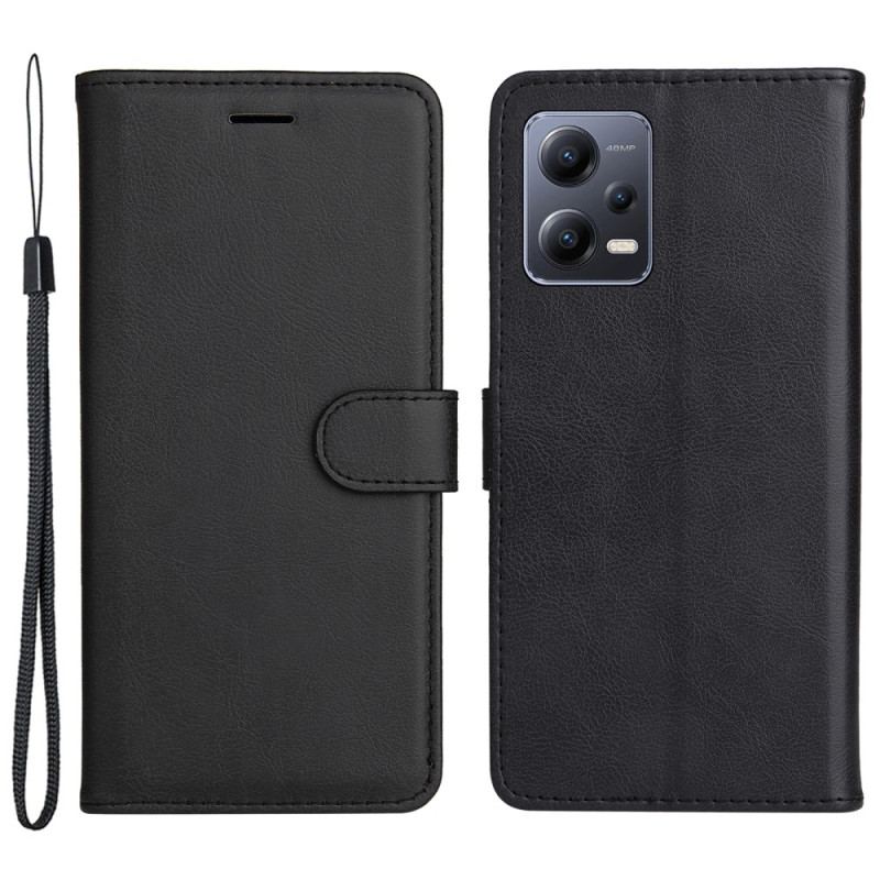 Capa De Couro Para Xiaomi Redmi Note 12 5G De Cordão Simples Com Alça