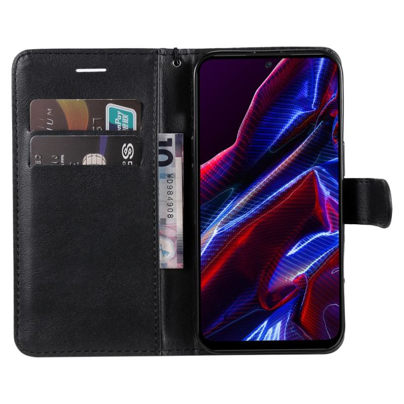 Capa De Couro Para Xiaomi Redmi Note 12 5G De Cordão Simples Com Alça