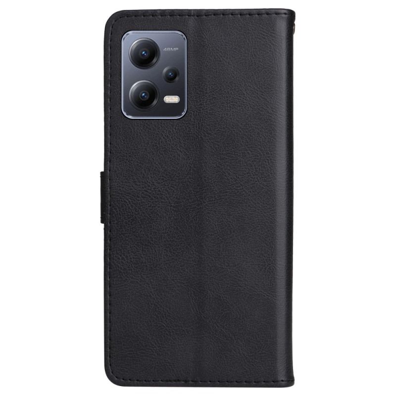 Capa De Couro Para Xiaomi Redmi Note 12 5G De Cordão Simples Com Alça