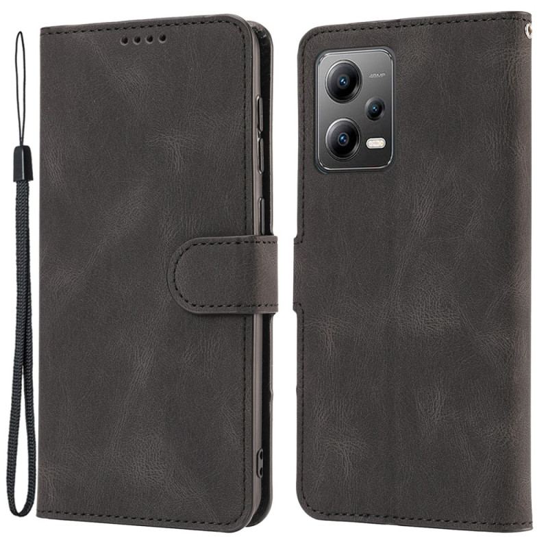 Capa De Couro Para Xiaomi Redmi Note 12 5G De Cordão Strappy Retrô