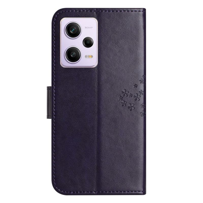 Capa De Couro Para Xiaomi Redmi Note 12 5G De Cordão Tanga E Corujas