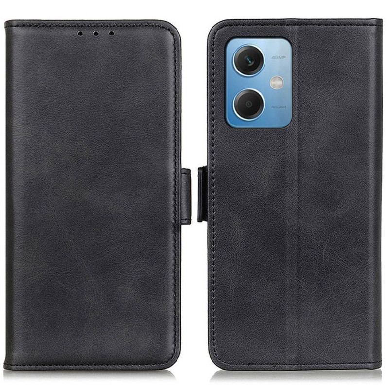 Capa De Couro Para Xiaomi Redmi Note 12 5G Fecho Duplo