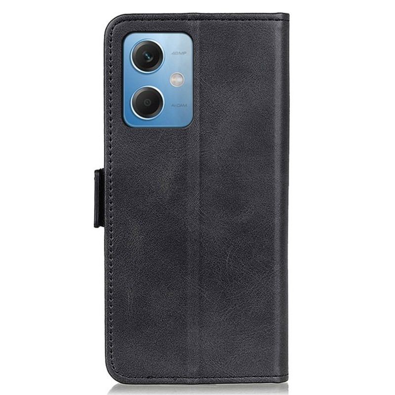 Capa De Couro Para Xiaomi Redmi Note 12 5G Fecho Duplo