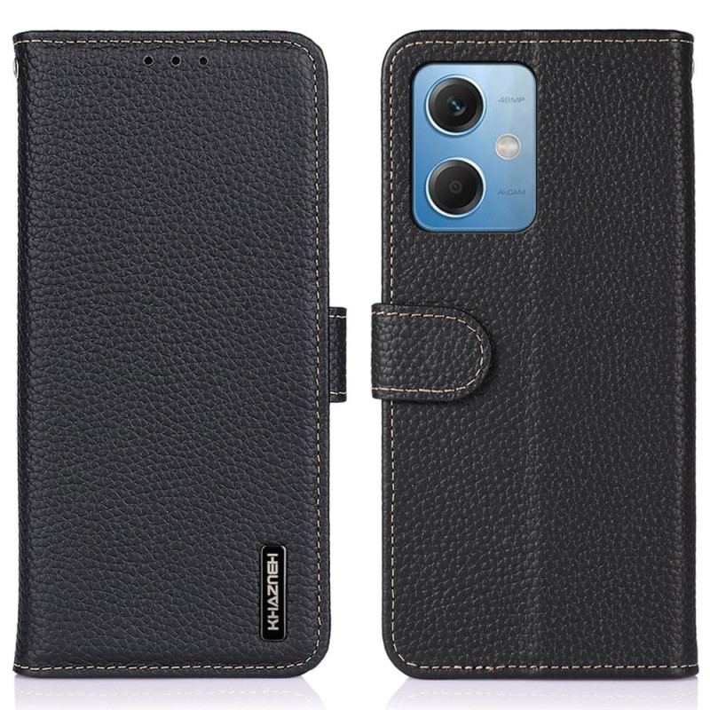 Capa De Couro Para Xiaomi Redmi Note 12 5G Khazneh Lichia Couro