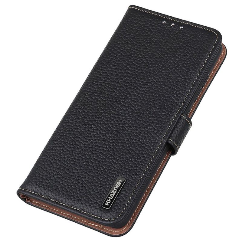 Capa De Couro Para Xiaomi Redmi Note 12 5G Khazneh Lichia Couro