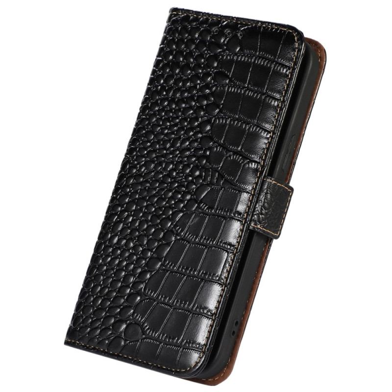 Capa De Couro Para Xiaomi Redmi Note 12 5G Rfid Estilo Crocodilo