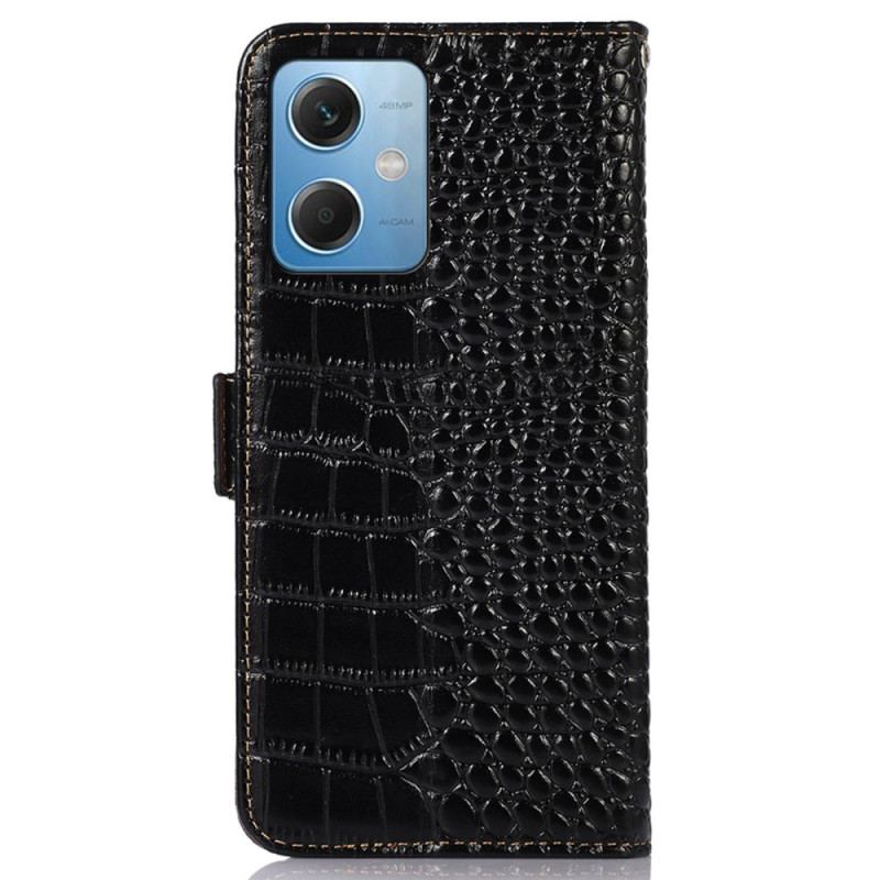 Capa De Couro Para Xiaomi Redmi Note 12 5G Rfid Estilo Crocodilo