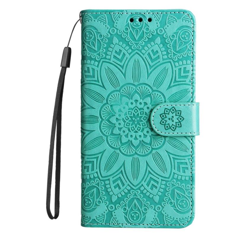 Capa Em Pele Para Xiaomi Redmi Note 12 5G De Cordão Decoração Mandala Com Alça