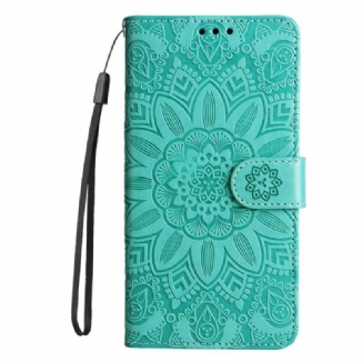 Capa Em Pele Para Xiaomi Redmi Note 12 5G De Cordão Decoração Mandala Com Alça